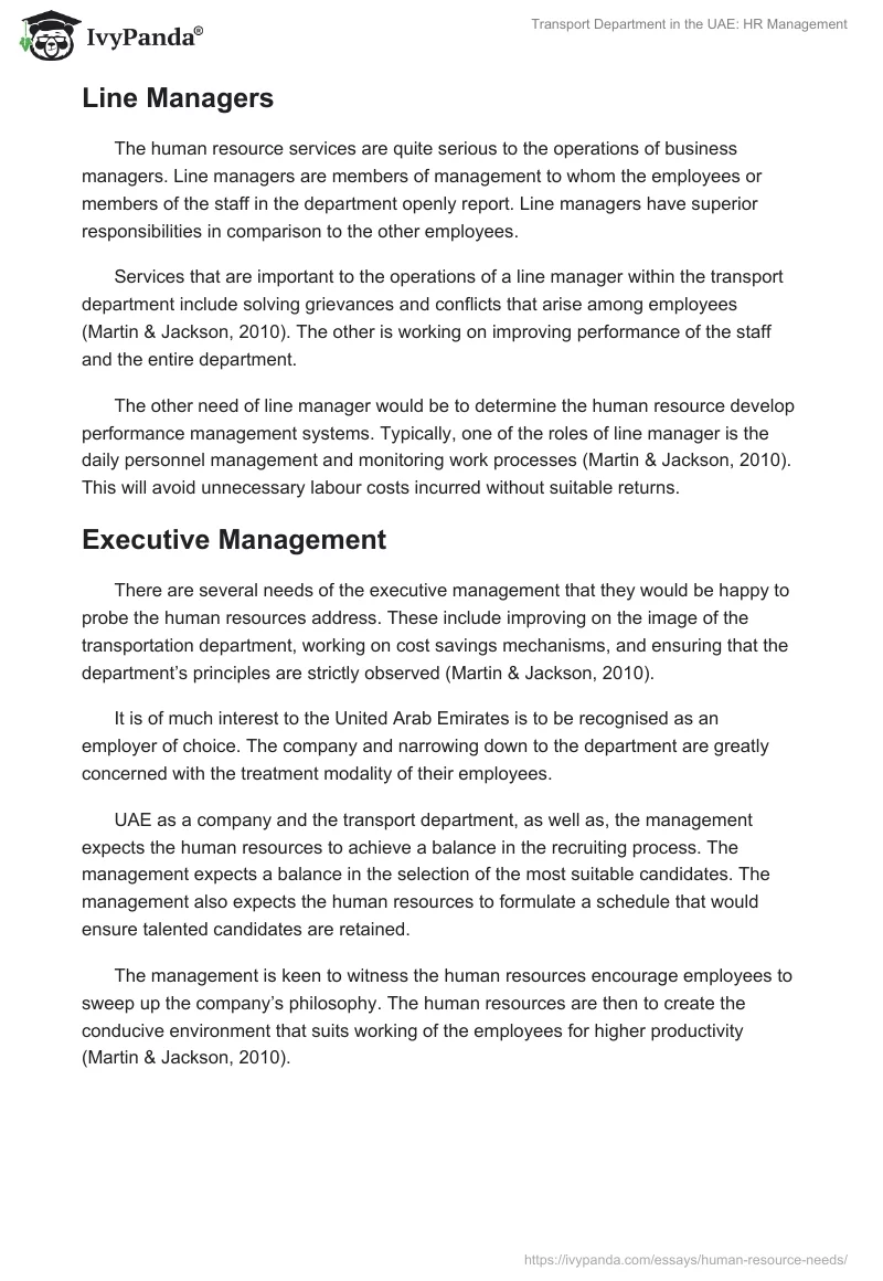 Transport Department in the UAE: HR Management. Page 2