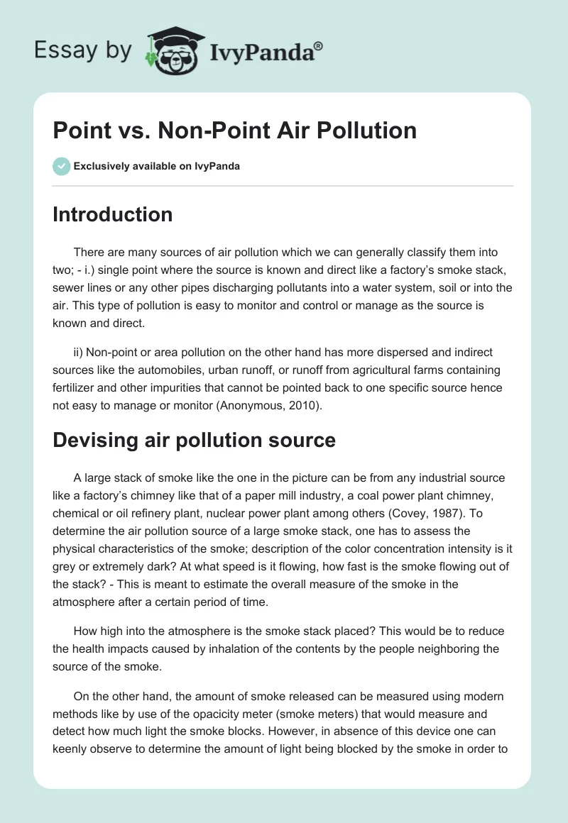 Point vs. Non-Point Air Pollution. Page 1