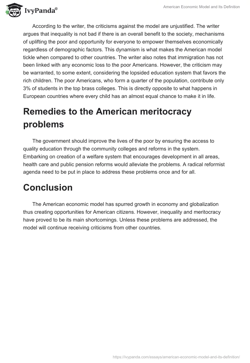 American Economic Model and Its Definition. Page 2