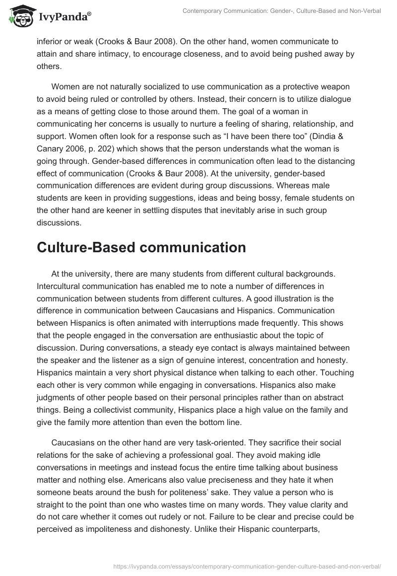 Contemporary Communication: Gender-, Culture-Based and Non-Verbal. Page 2
