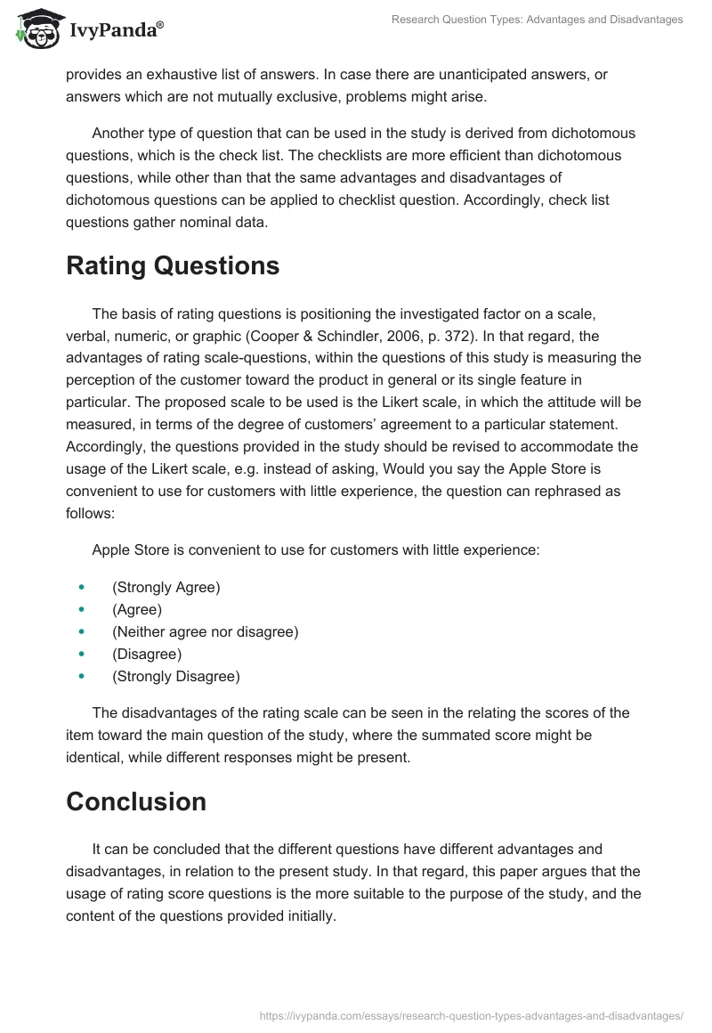 Research Question Types: Advantages and Disadvantages. Page 2