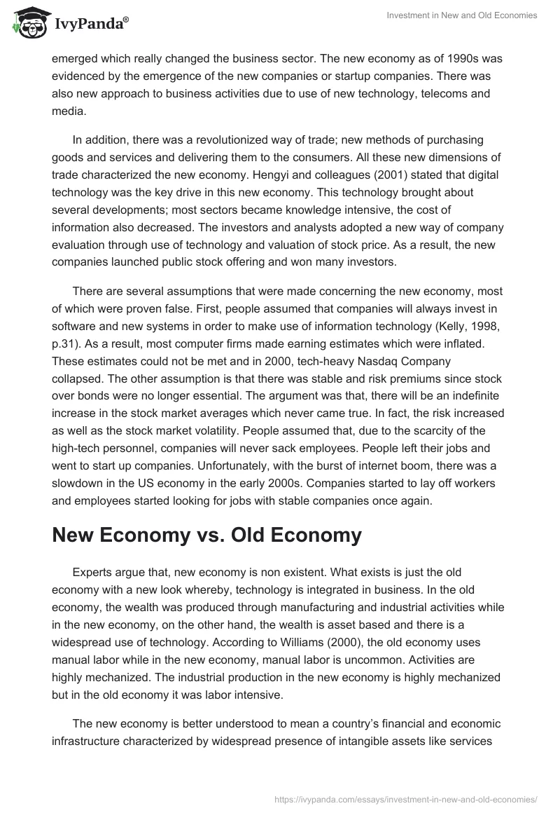 Investment in New and Old Economies. Page 2
