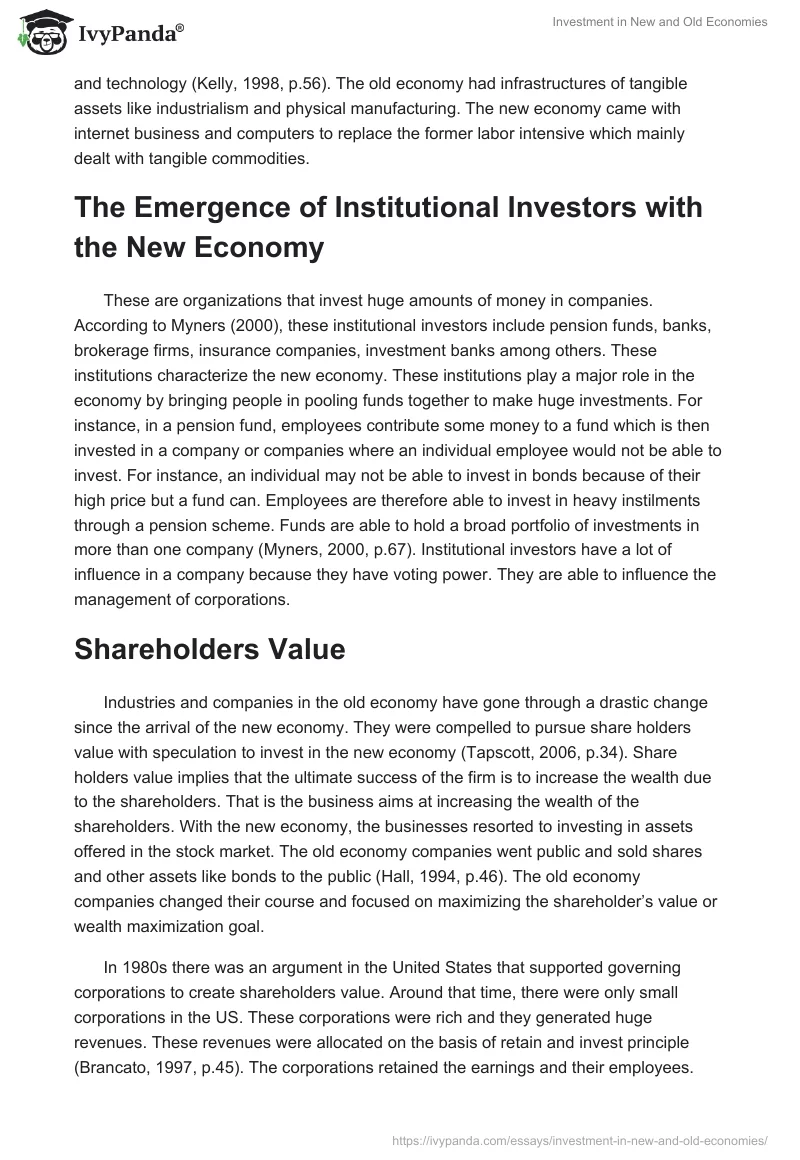 Investment in New and Old Economies. Page 3