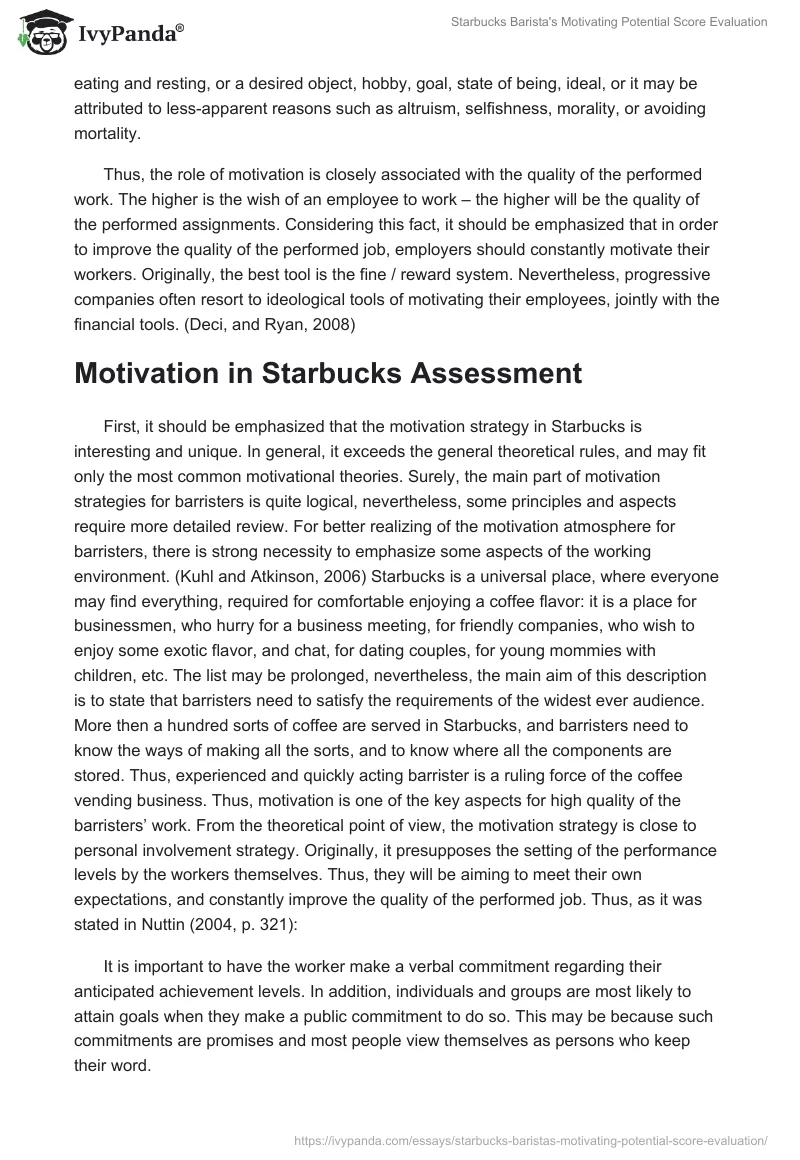 Starbucks Barista's Motivating Potential Score Evaluation. Page 2