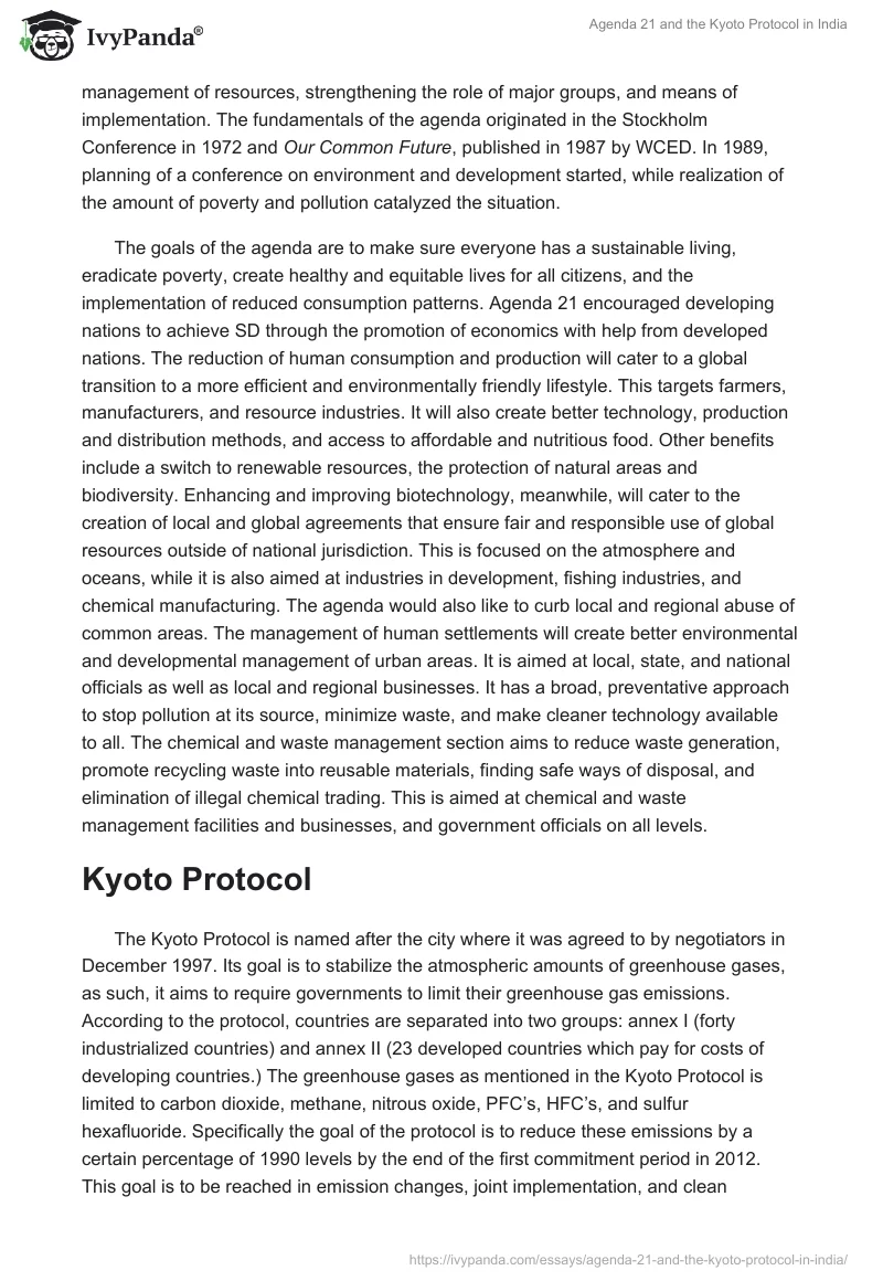 Agenda 21 and the Kyoto Protocol in India. Page 2