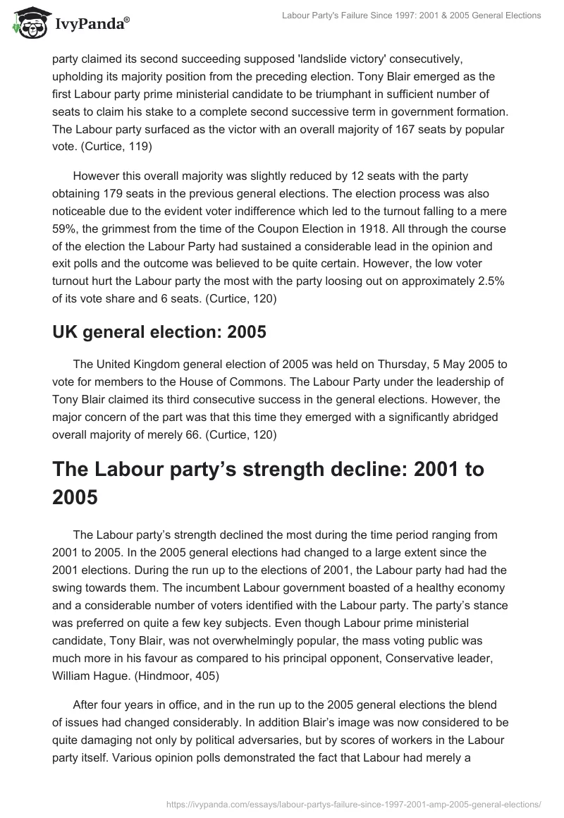 Labour Party's Failure Since 1997: 2001 & 2005 General Elections. Page 2