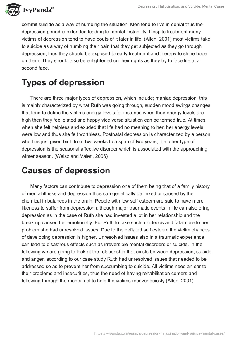 Depression, Hallucination, and Suicide: Mental Cases. Page 3