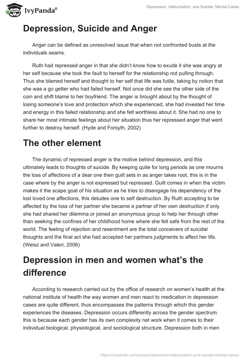 Depression, Hallucination, and Suicide: Mental Cases. Page 4