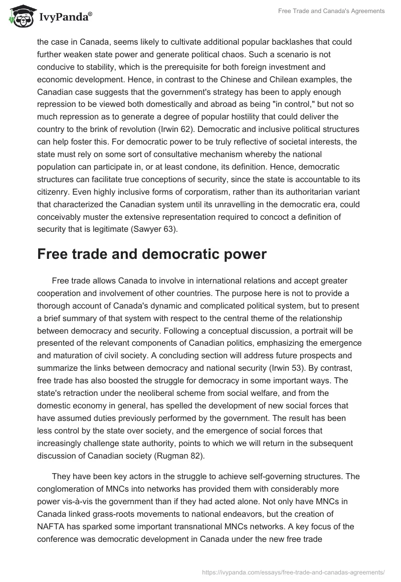 Free Trade and Canada's Agreements. Page 3