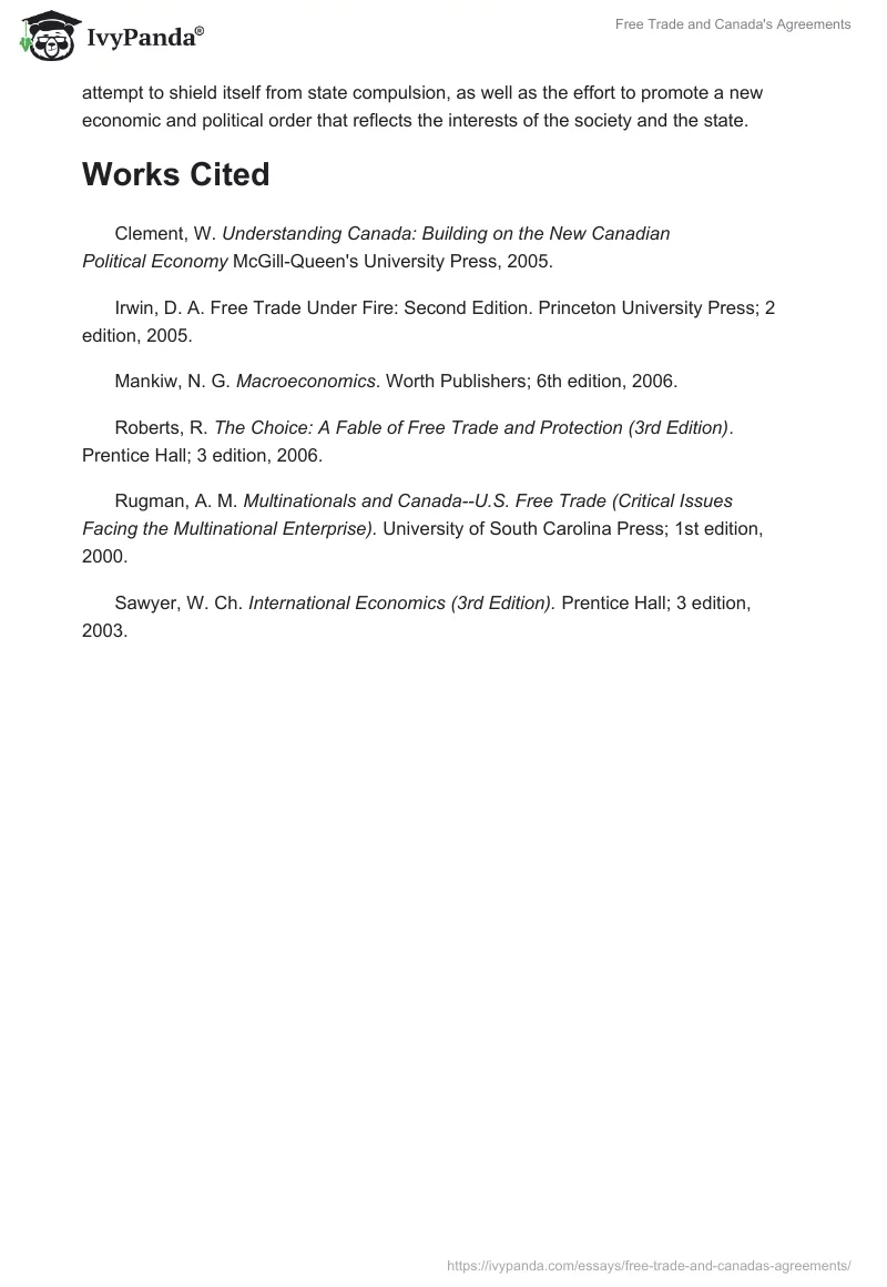 Free Trade and Canada's Agreements. Page 5