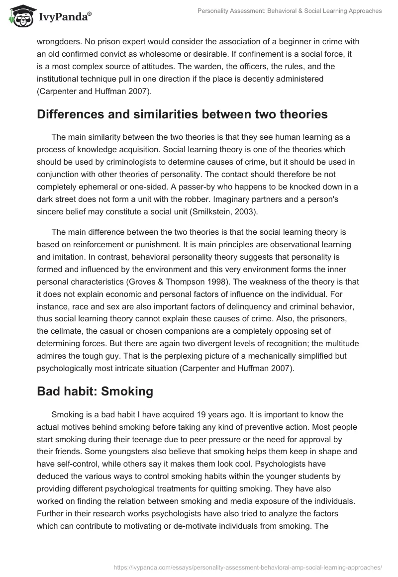 Personality Assessment: Behavioral & Social Learning Approaches. Page 2
