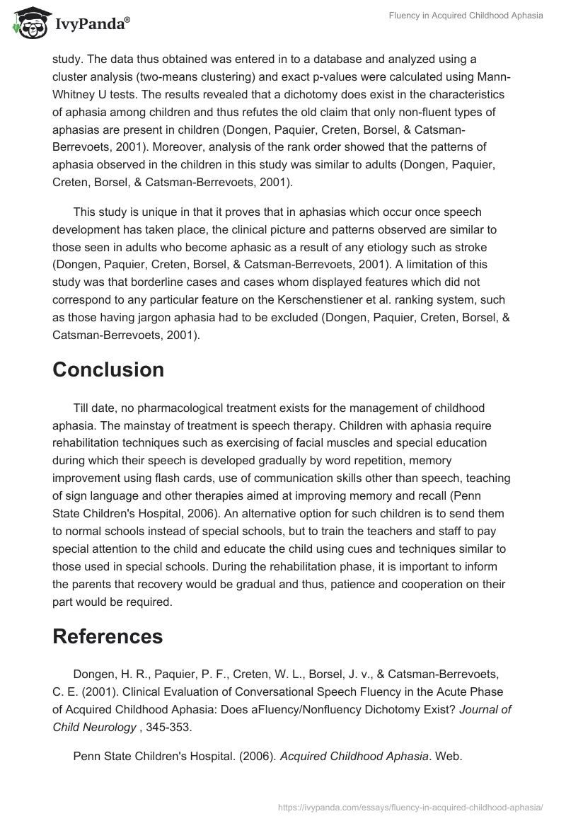 Fluency in Acquired Childhood Aphasia. Page 2