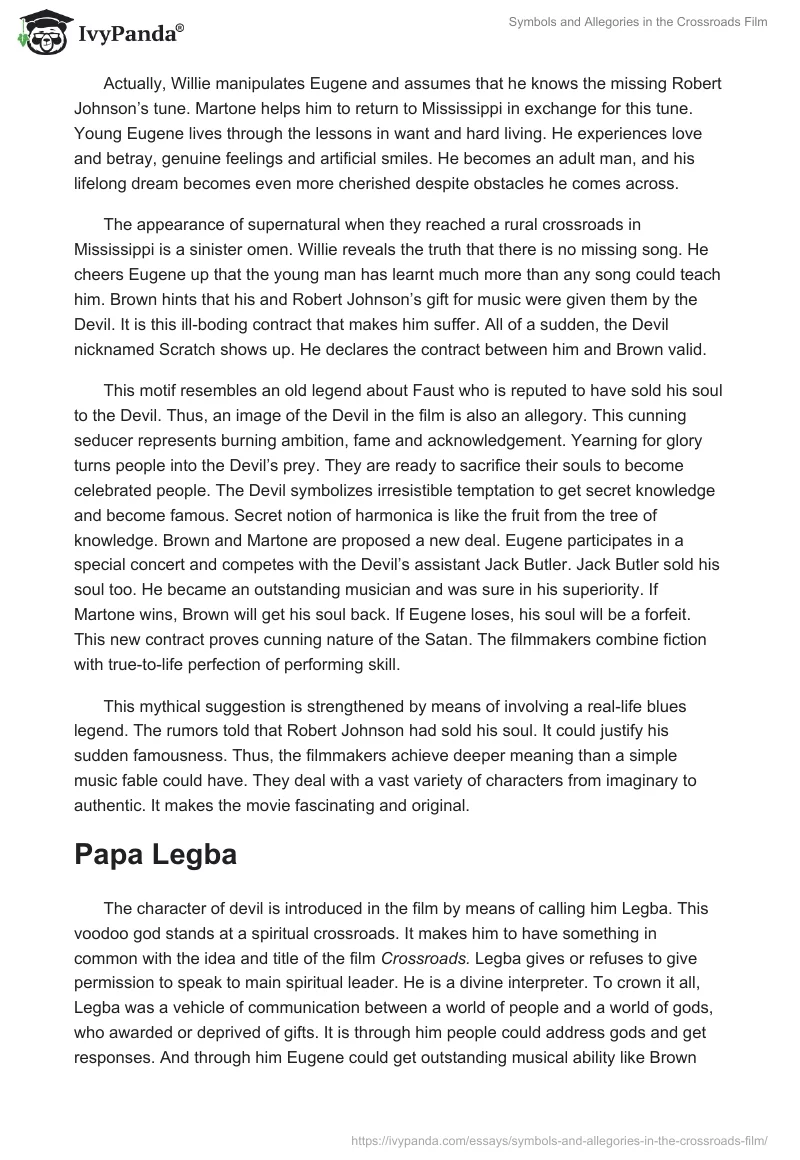 Symbols and Allegories in the Crossroads Film. Page 2