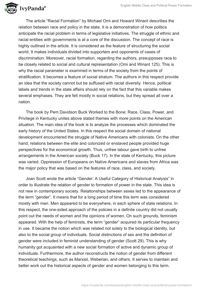 English Middle Class and Political Power Formation. Page 2