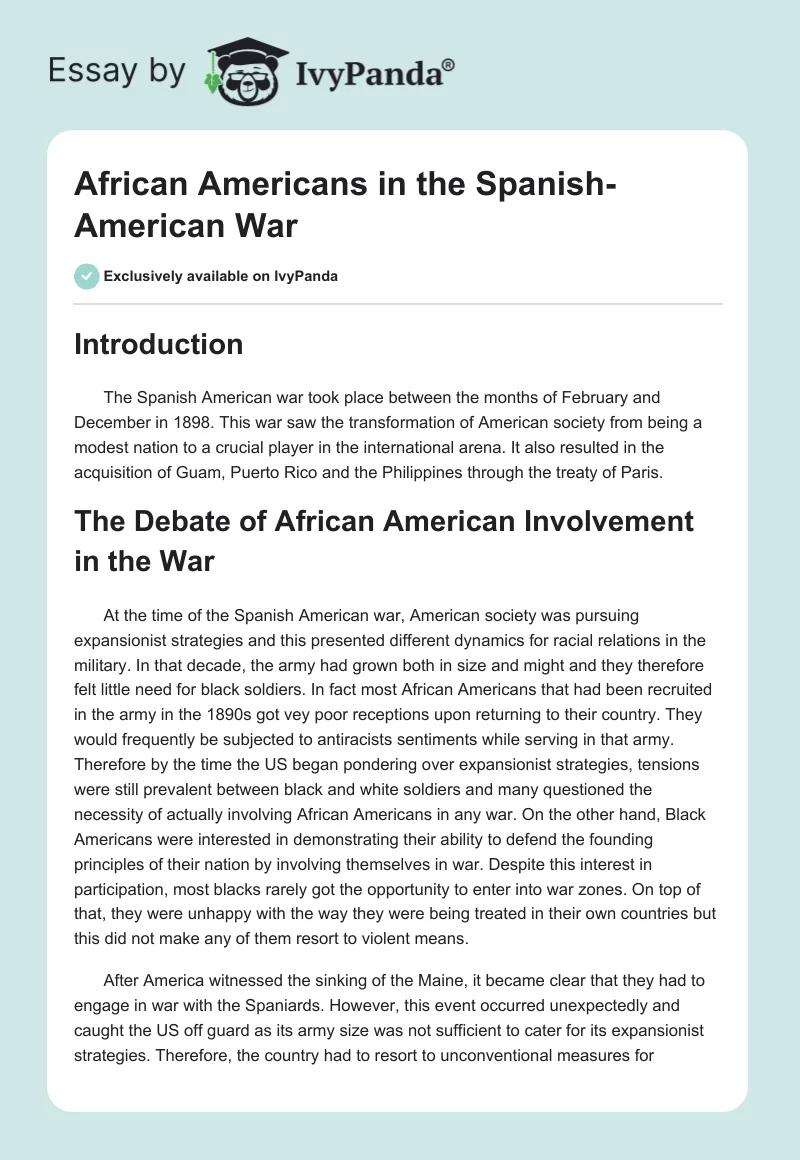 African Americans in the Spanish-American War. Page 1