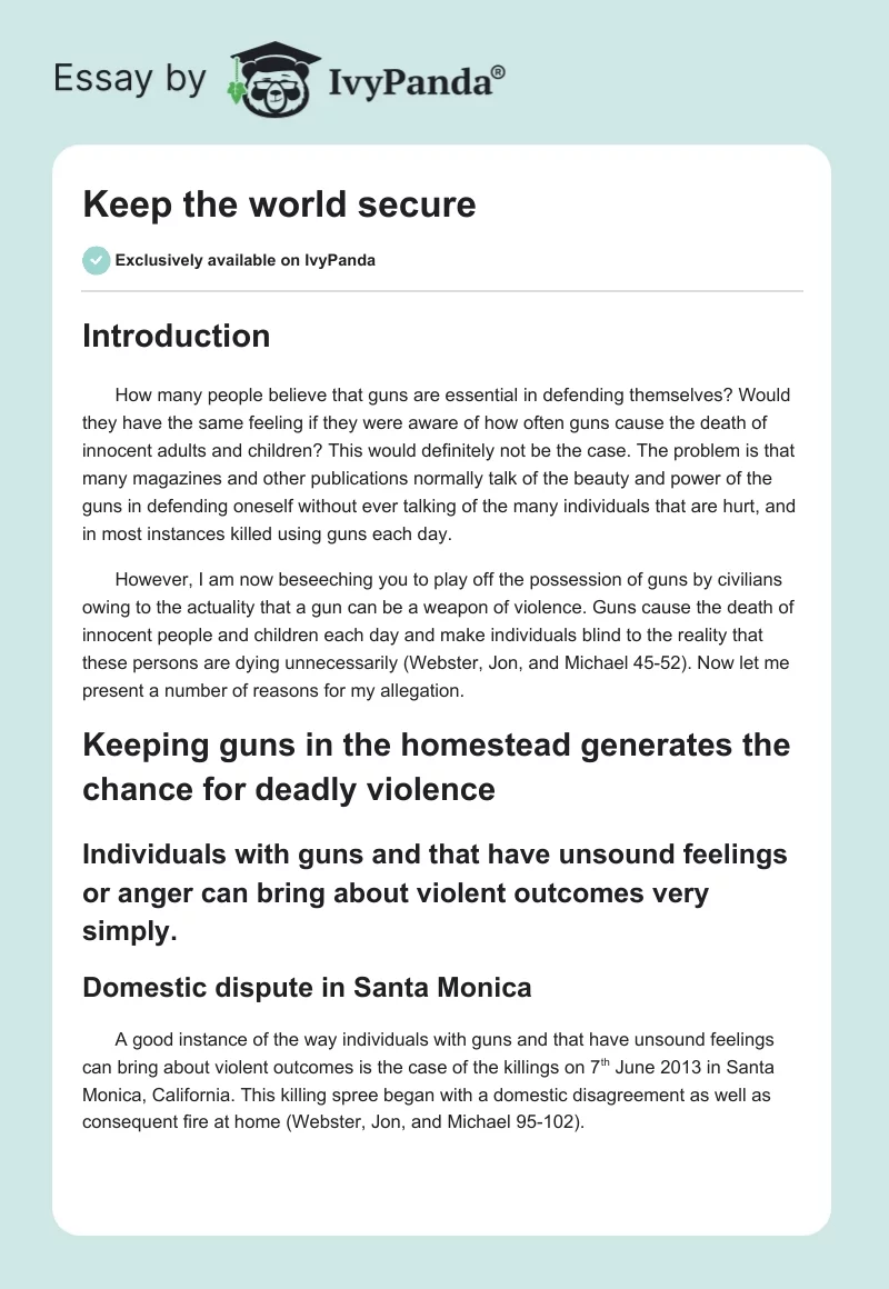 Keep the world secure. Page 1