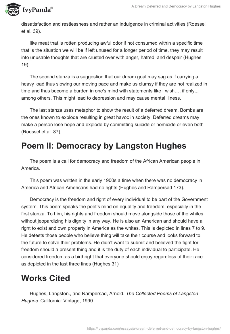 A Dream Deferred and Democracy by Langston Hughes. Page 2