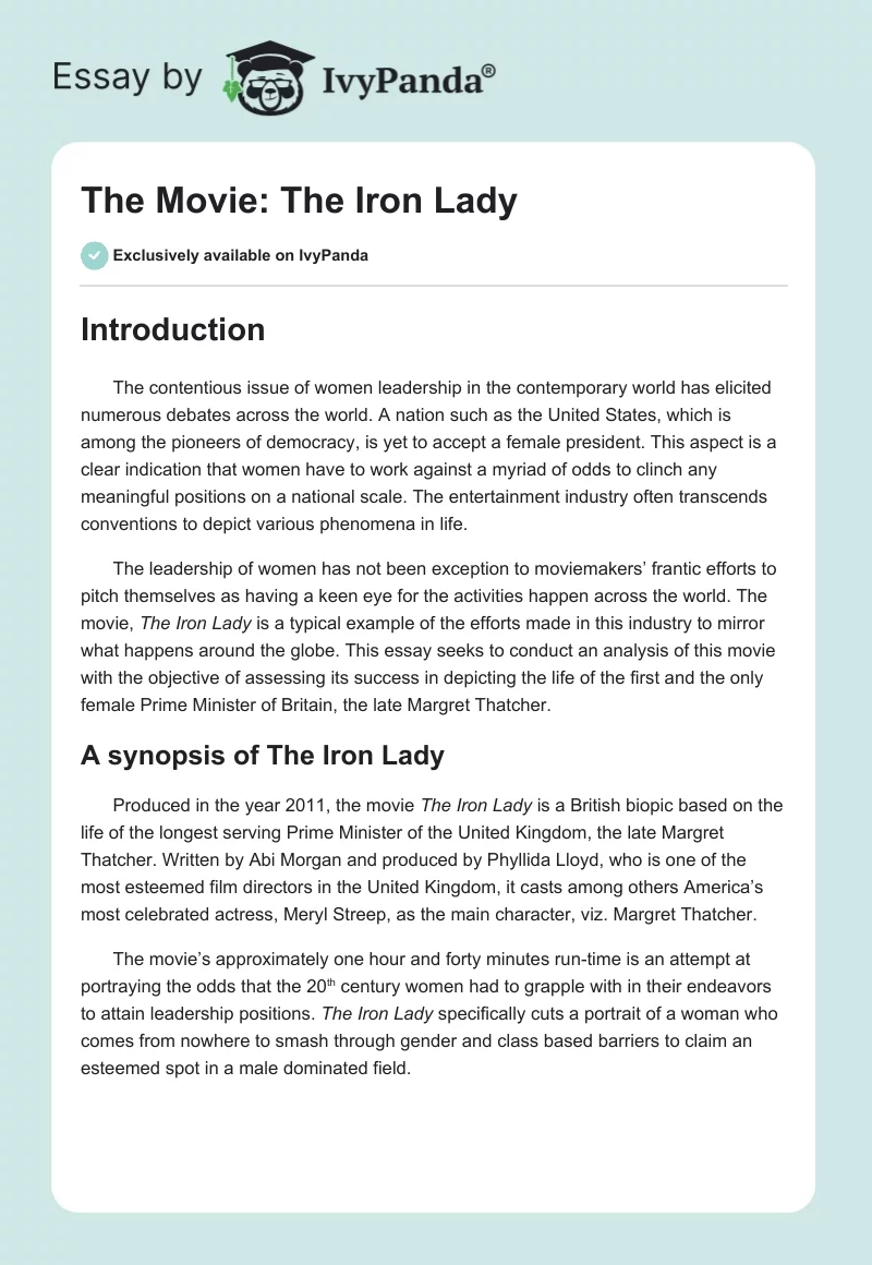 The Movie: The Iron Lady. Page 1