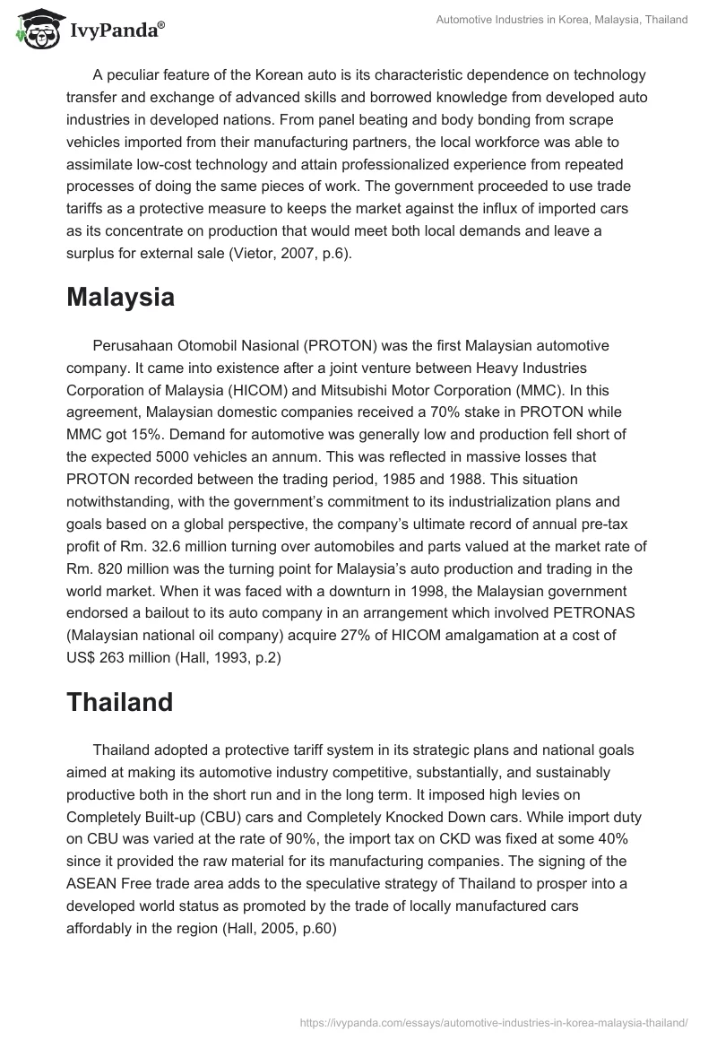 Automotive Industries in Korea, Malaysia, Thailand. Page 2