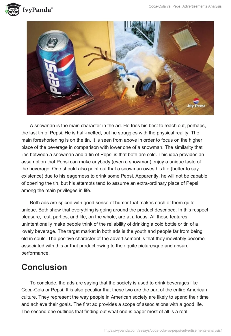 Coca-Cola vs. Pepsi Advertisements Analysis. Page 3