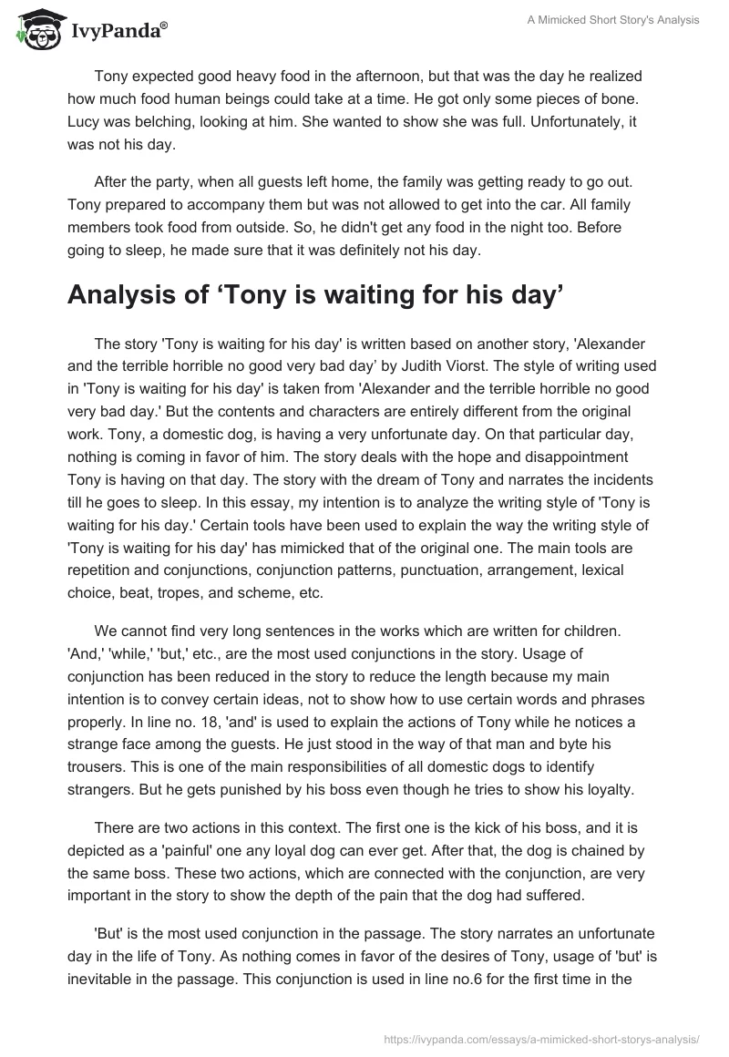 A Mimicked Short Story's Analysis. Page 2