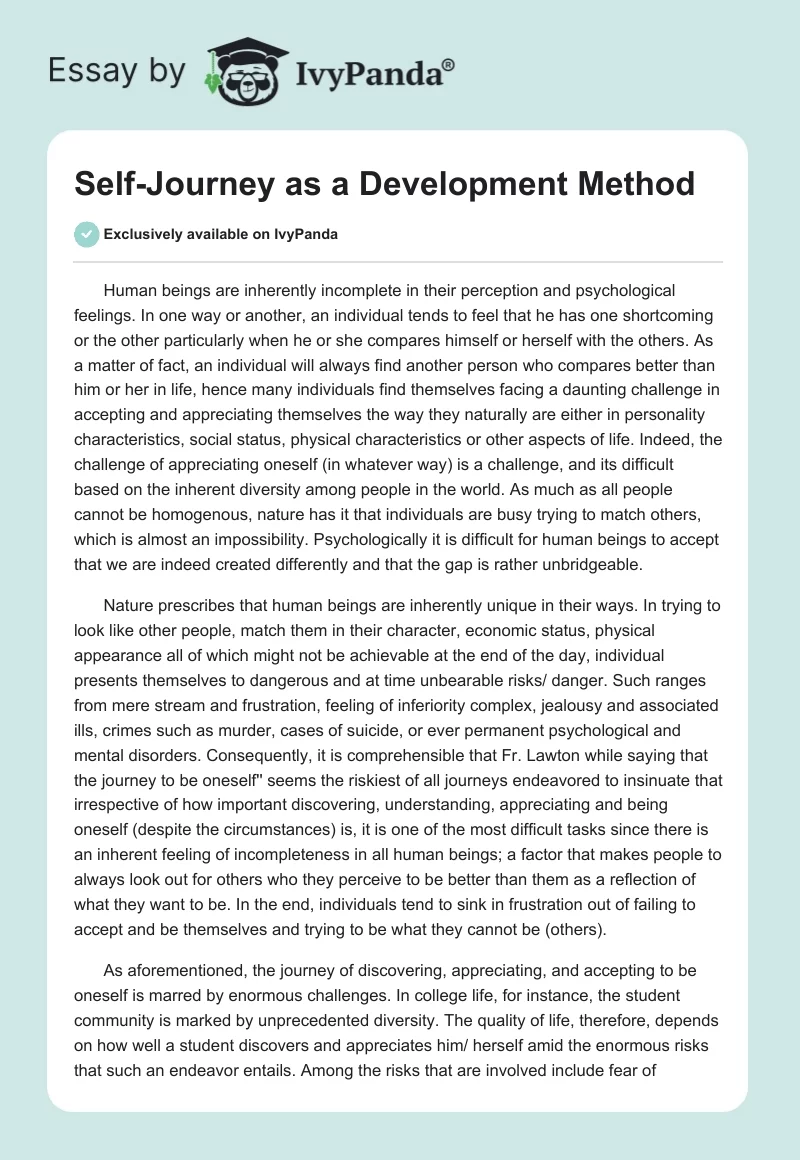 Self-Journey as a Development Method. Page 1
