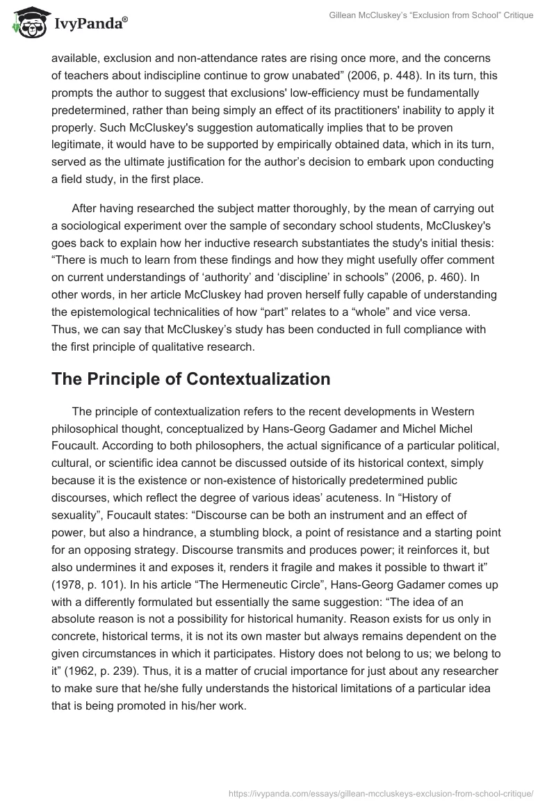 Gillean McCluskey’s “Exclusion from School” Critique. Page 4