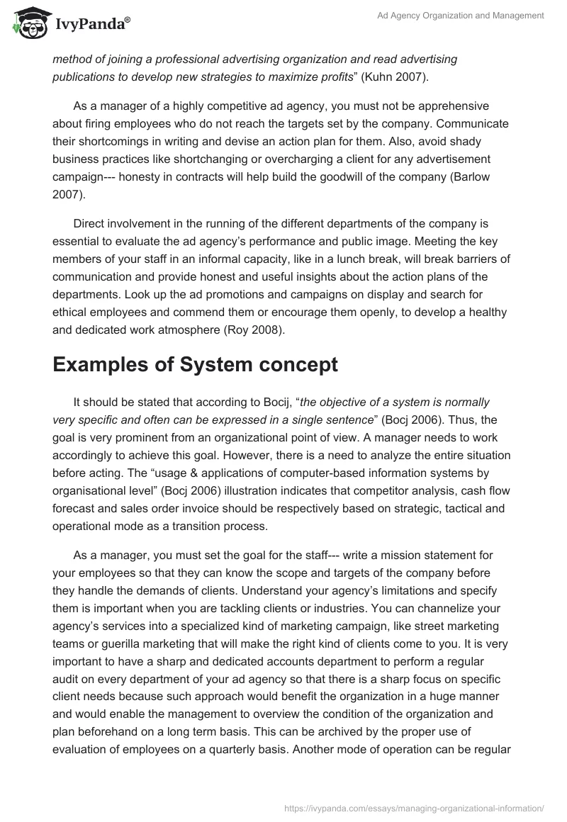Ad Agency Organization and Management. Page 2