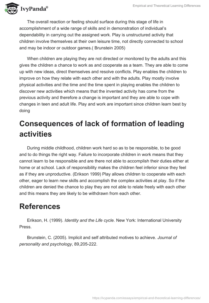 Empirical and Theoretical Learning Differences. Page 2
