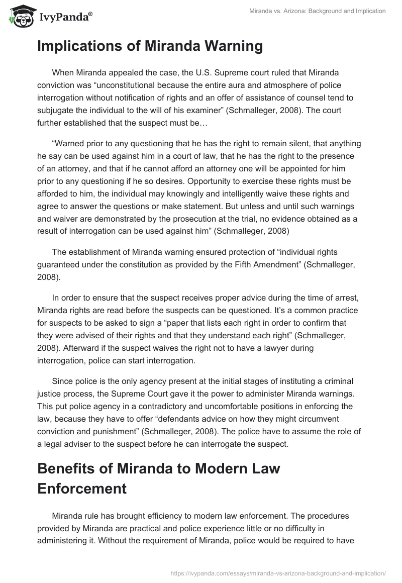 Miranda vs. Arizona: Background and Implication. Page 2