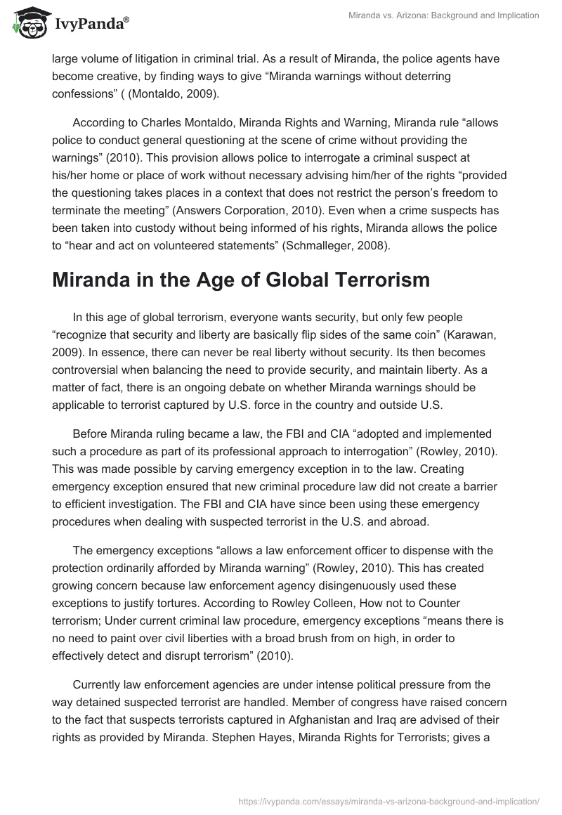 Miranda vs. Arizona: Background and Implication. Page 3