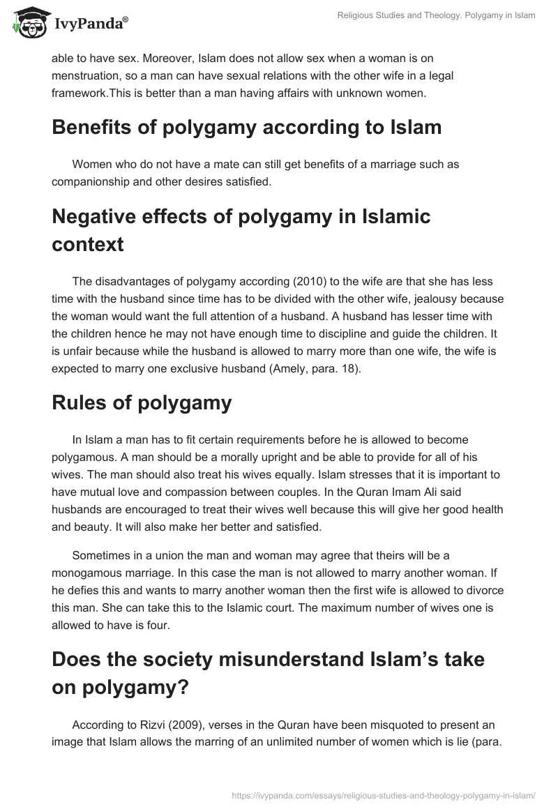 Religious Studies and Theology. Polygamy in Islam. Page 2