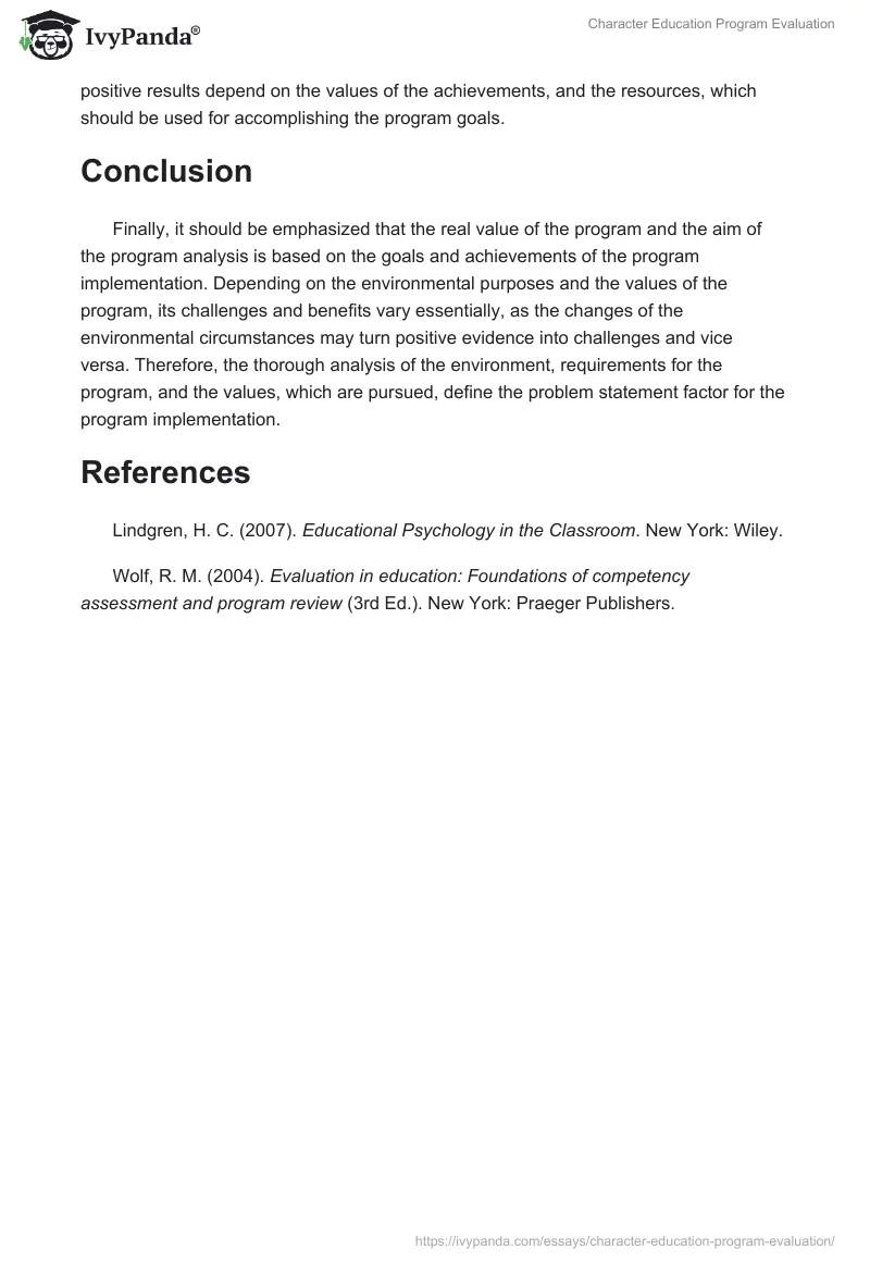 Character Education Program Evaluation. Page 4