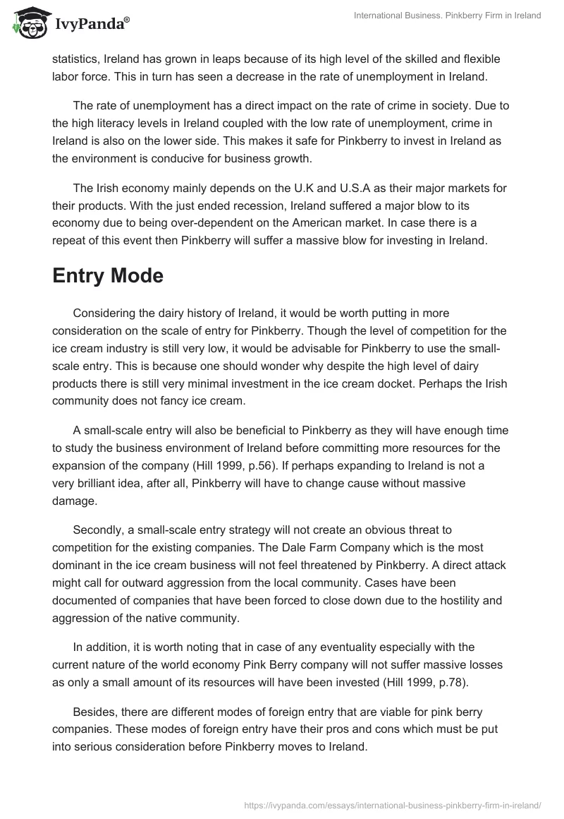 International Business. Pinkberry Firm in Ireland. Page 2