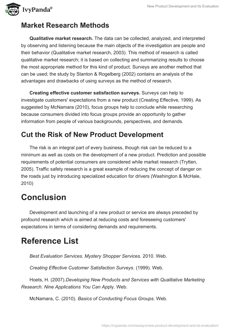 New Product Development and Its Evaluation. Page 2