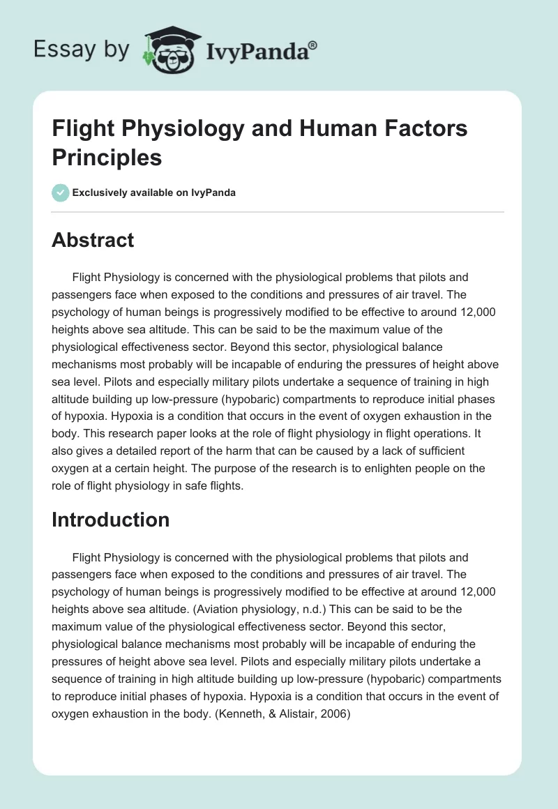 Flight Physiology and Human Factors Principles. Page 1