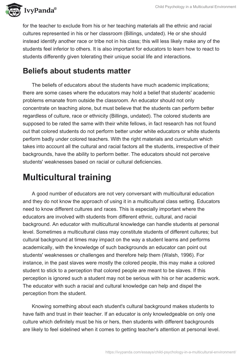 Child Psychology in a Multicultural Environment. Page 2