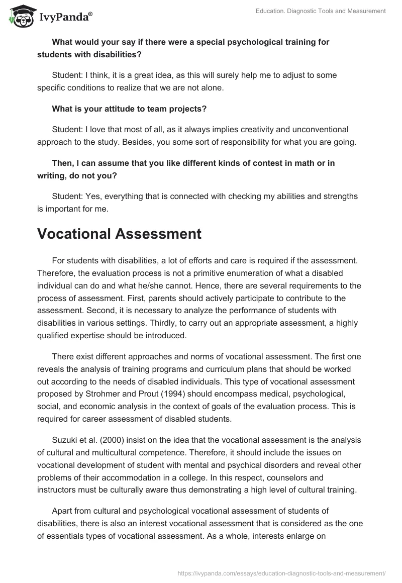 Education. Diagnostic Tools and Measurement. Page 5