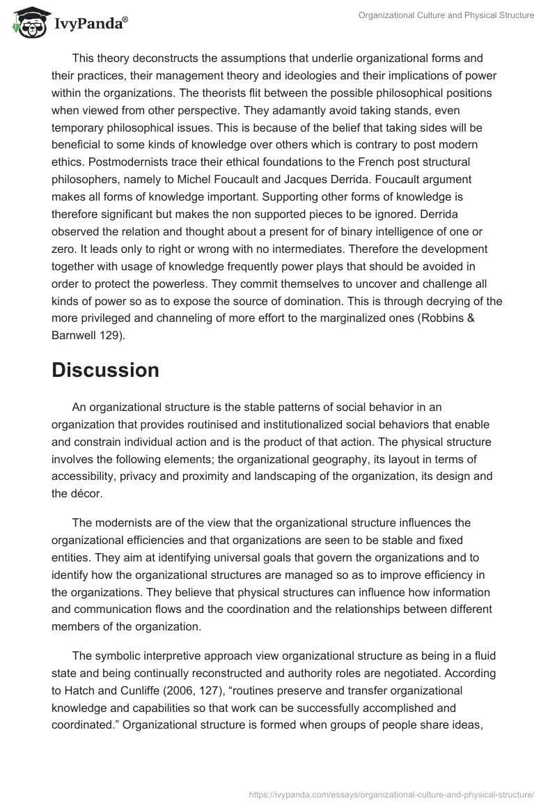 Organizational Culture and Physical Structure. Page 4