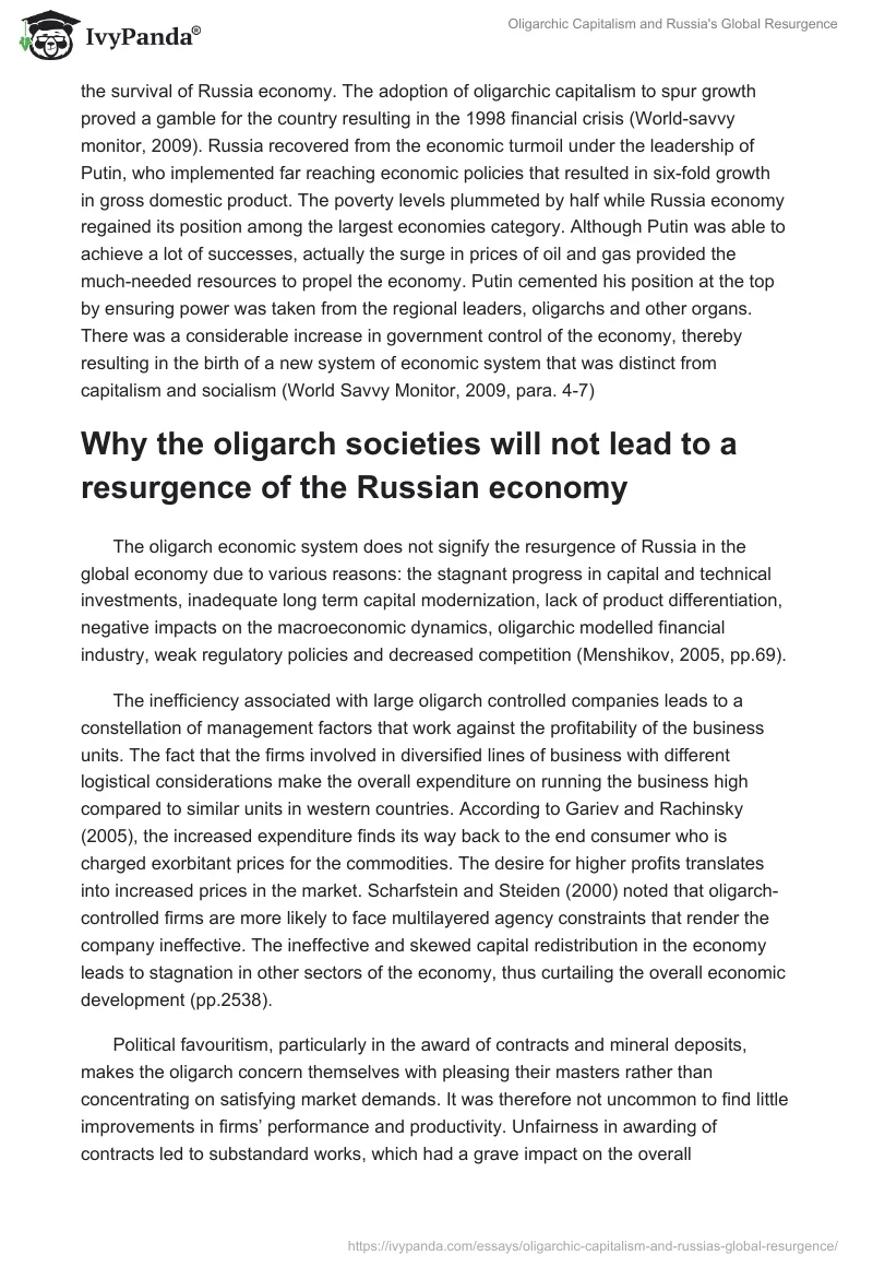 Oligarchic Capitalism and Russia's Global Resurgence. Page 2