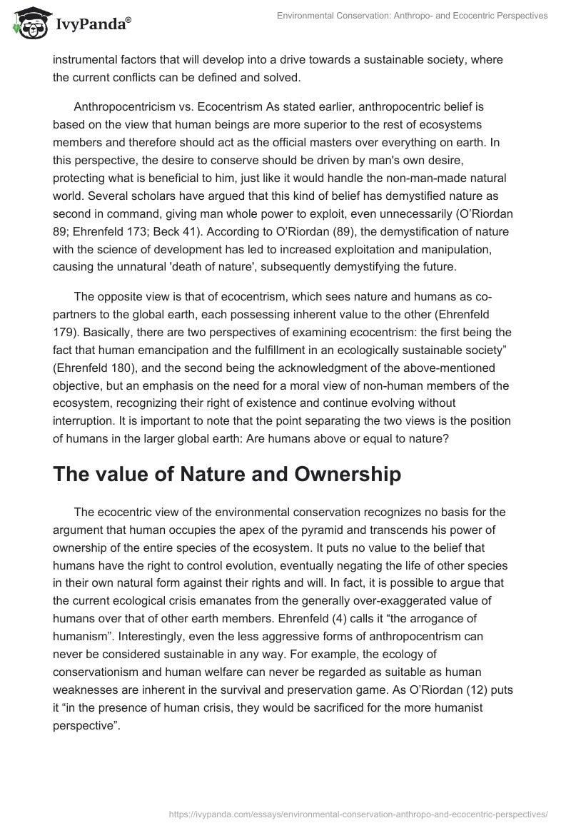 Environmental Conservation: Anthropo- and Ecocentric Perspectives. Page 2