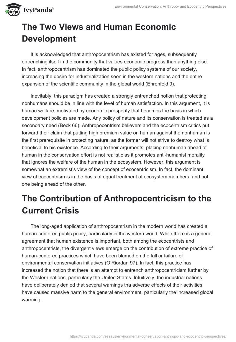 Environmental Conservation: Anthropo- and Ecocentric Perspectives. Page 3