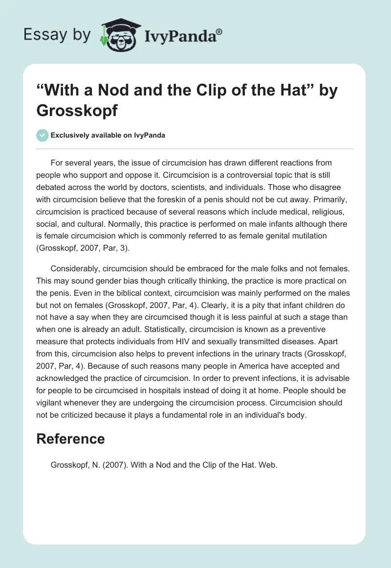 “With a Nod and the Clip of the Hat” by Grosskopf. Page 1