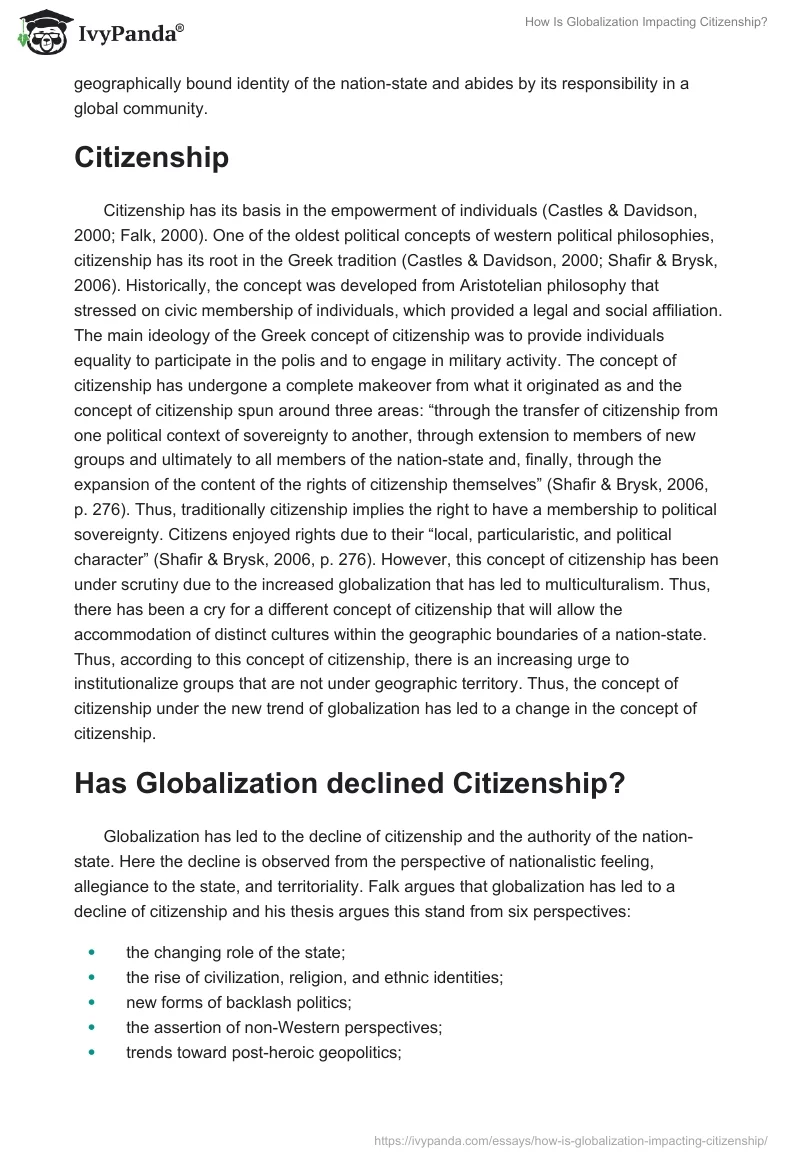 How Is Globalization Impacting Citizenship?. Page 2