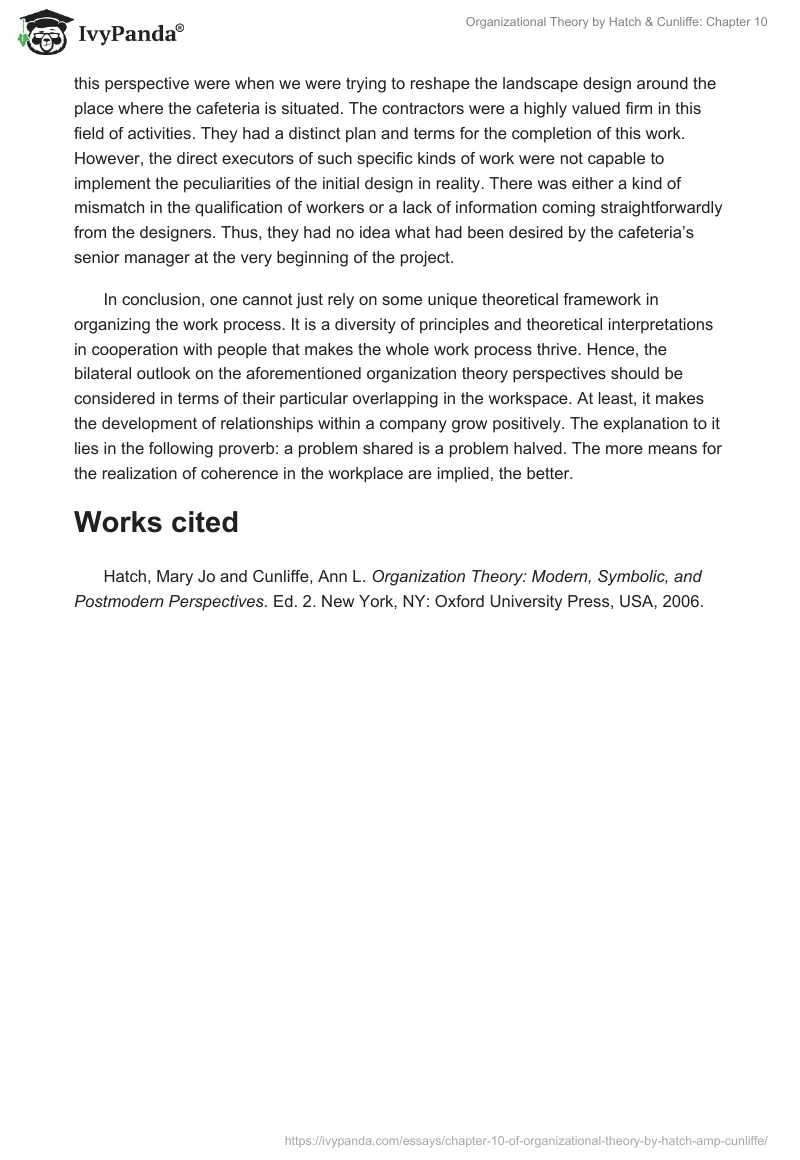 Organizational Theory by Hatch & Cunliffe: Chapter 10. Page 2