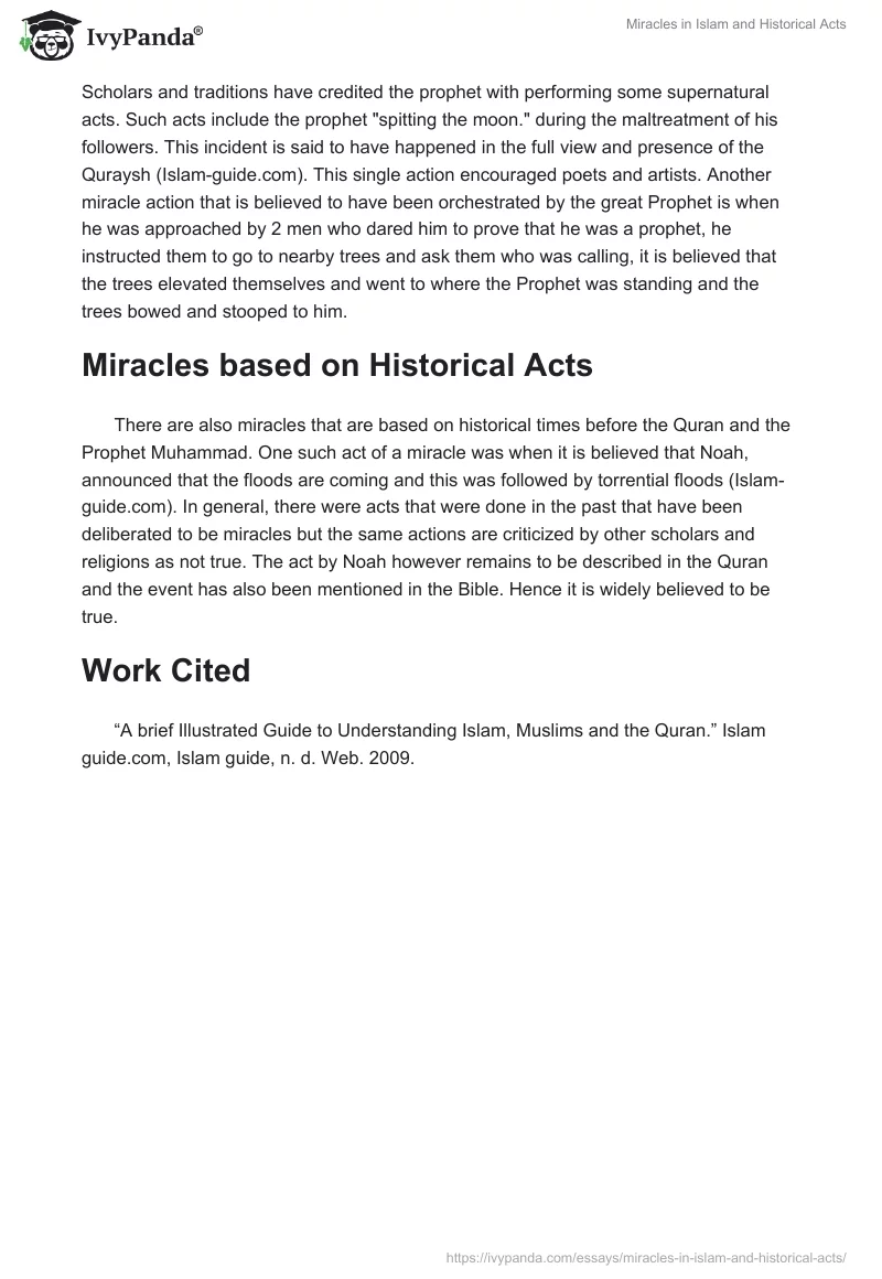 Miracles in Islam and Historical Acts. Page 2
