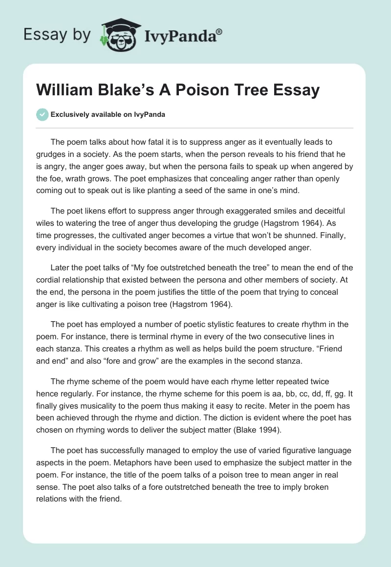 a poison tree essay title