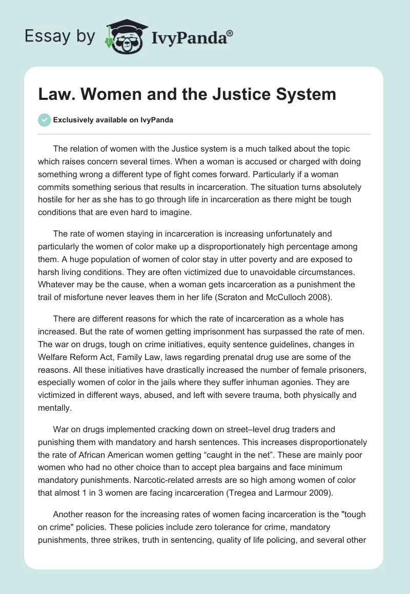 Law. Women and the Justice System. Page 1