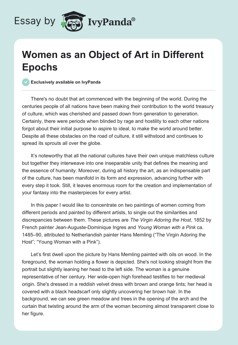 Women as an Object of Art in Different Epochs. Page 1