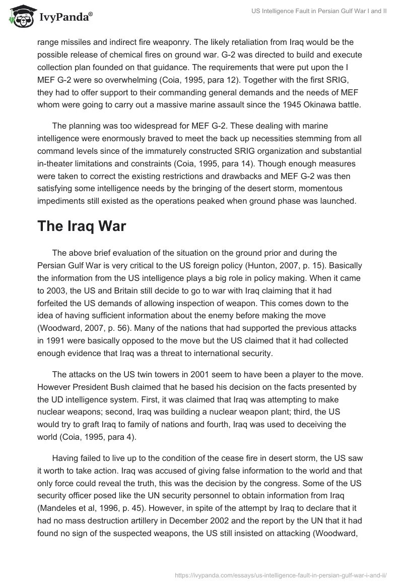 US Intelligence Fault in Persian Gulf War I and II. Page 3